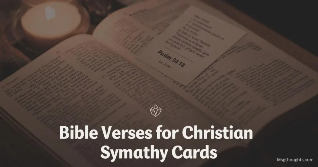 Open Bible with Psalm verse and sympathy note, inspiring faith-based messages for Christian sympathy cards.