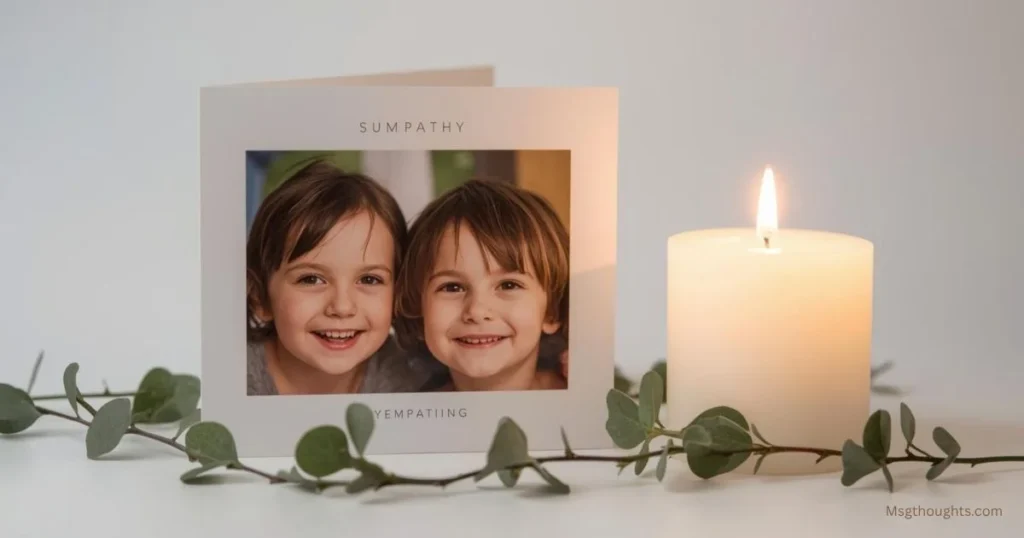 Sympathy card and candle symbolizing remembrance for loss of brother.