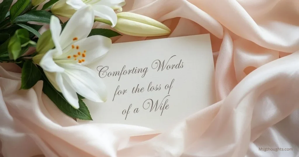 Sympathy card with lilies representing condolence for loss of a wife.