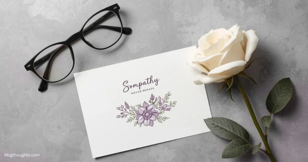 White rose and sympathy card expressing condolences for loss of a father.