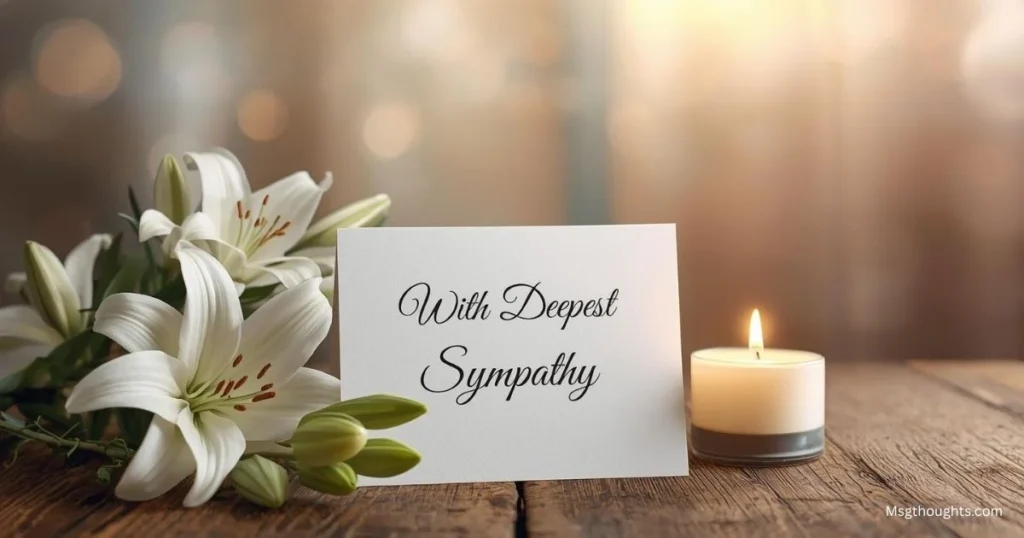 Beautiful Christian sympathy card with pastel flowers and candlelight, symbolizing comfort and God’s love.