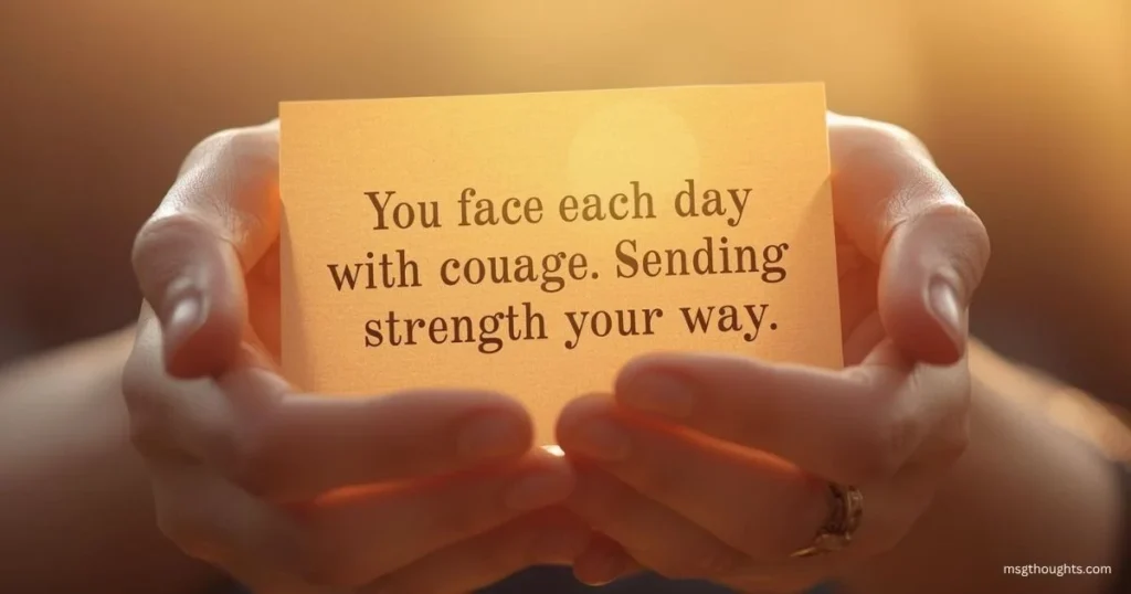 Compassionate get well soon message for serious illness with text you face each day with courage sending strength