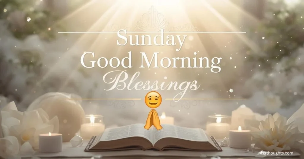 Sunday morning blessings with divine light rays and peaceful spiritual atmosphere