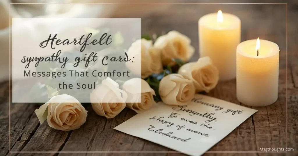 Elegant sympathy gift with flowers and note, heartfelt sympathy card message ideas