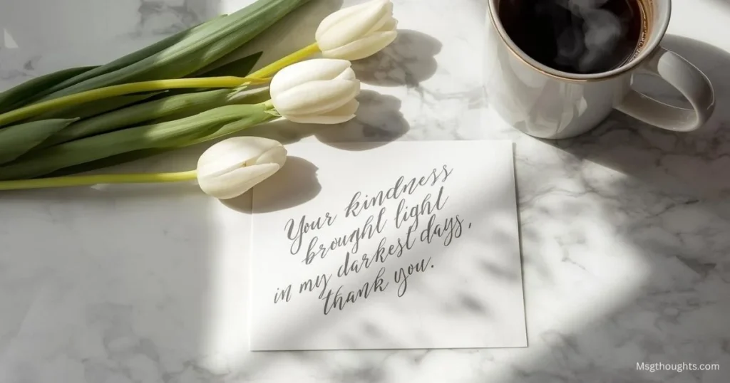 Thank you card with flowers — comforting sympathy message for appreciation.