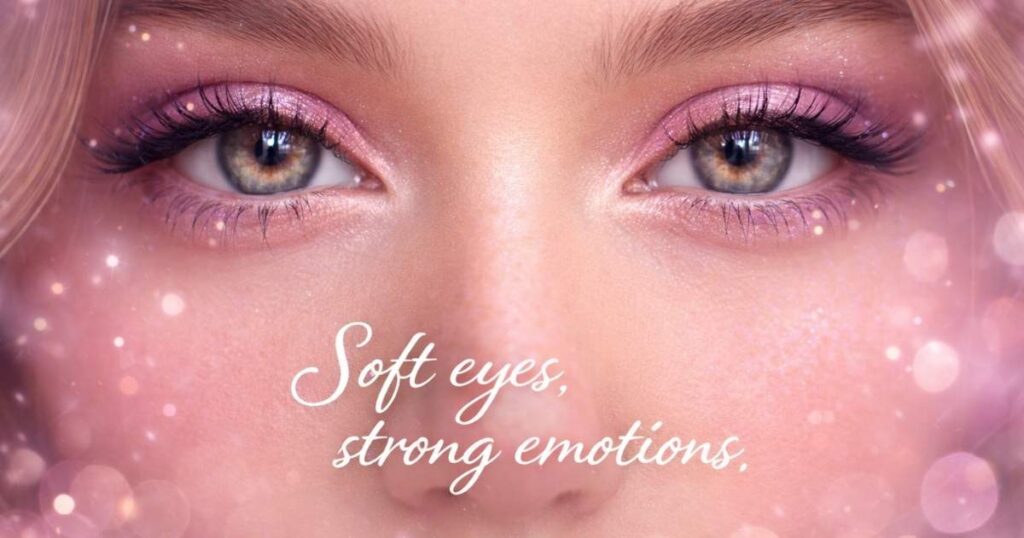 Soft and dreamy eyes with pastel lighting, perfect for aesthetic Instagram captions and artistic eye photos.