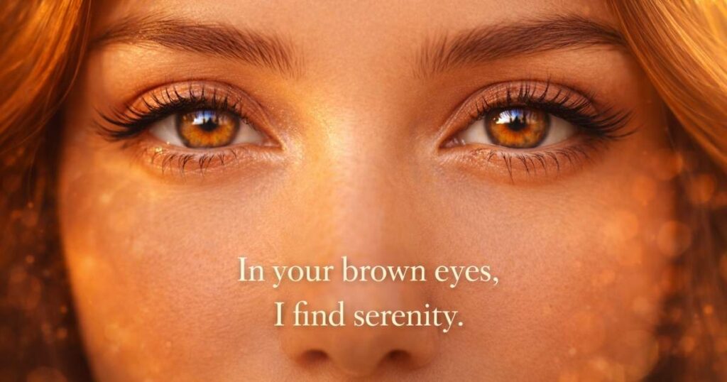 Warm brown eyes reflecting depth and emotion, perfect for Instagram captions highlighting natural beauty and soulful expressions