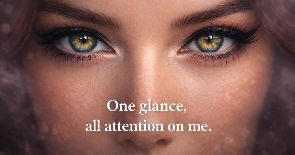 Close-up of sharp cat-like eyes with bold eyeliner, expressing confidence, style, and playful attitude for Instagram.