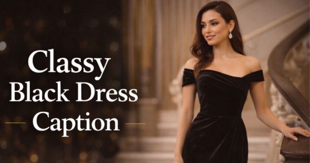 classy black dress captions