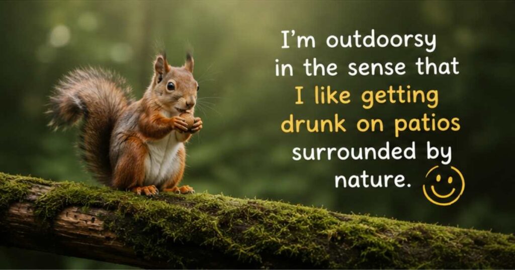 Cute outdoor moment with funny and witty nature captions