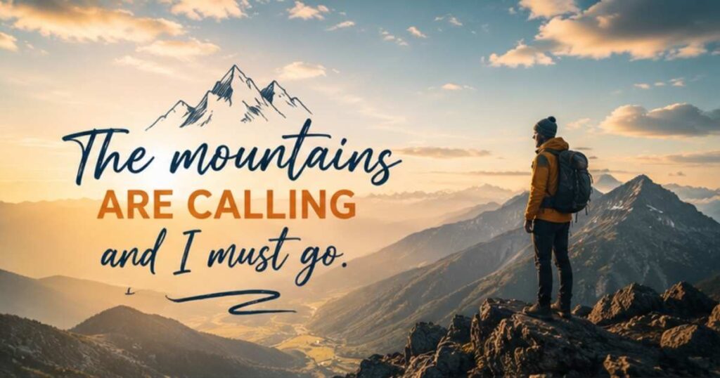 Stunning mountain scenery with travel-inspired caption quotes