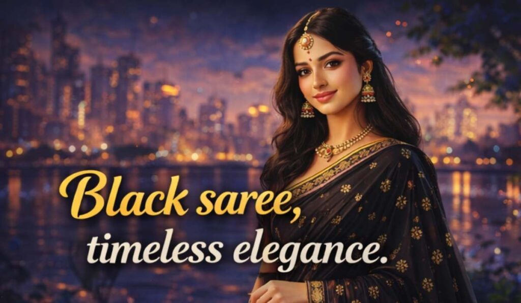black saree captions for instagram