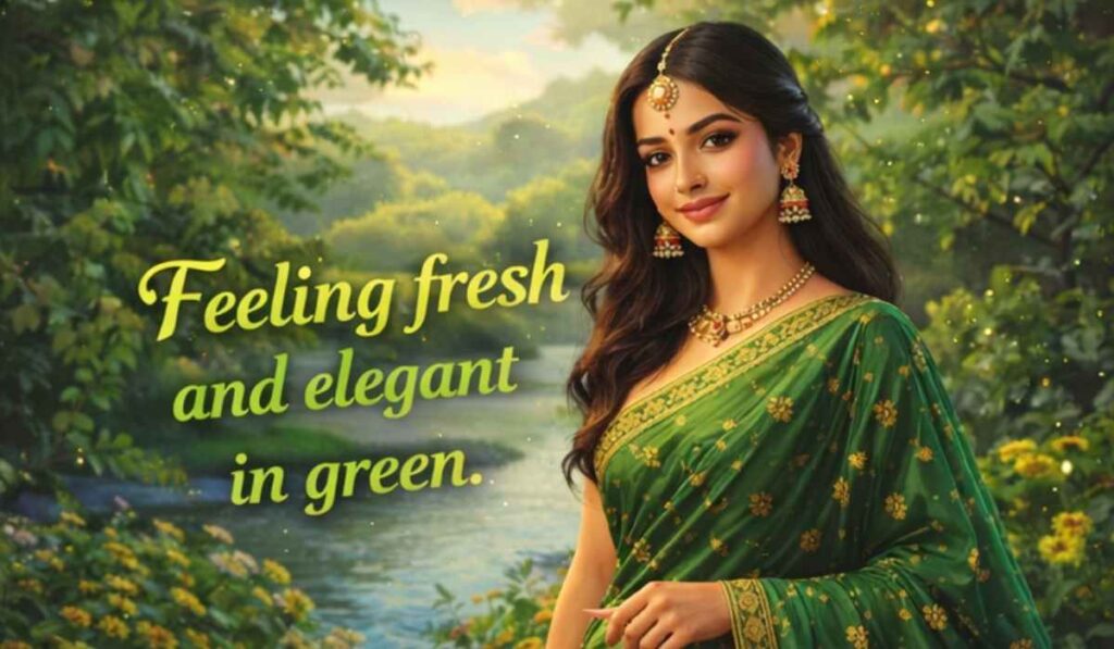 Green Saree Captions for Instagram