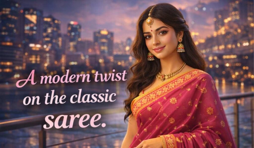 Pink saree captions for instagram