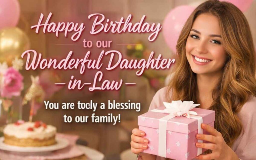Heartfelt birthday wish for a wonderful daughter-in-law with gift and warm family love