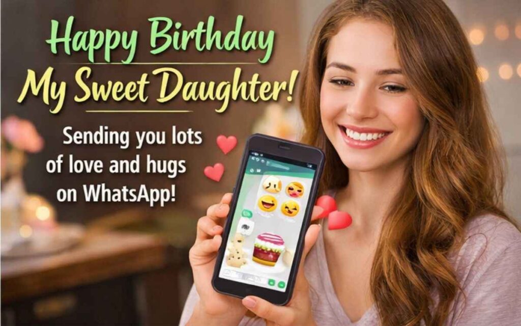 Cute birthday message for daughter shared on WhatsApp with love and emojis