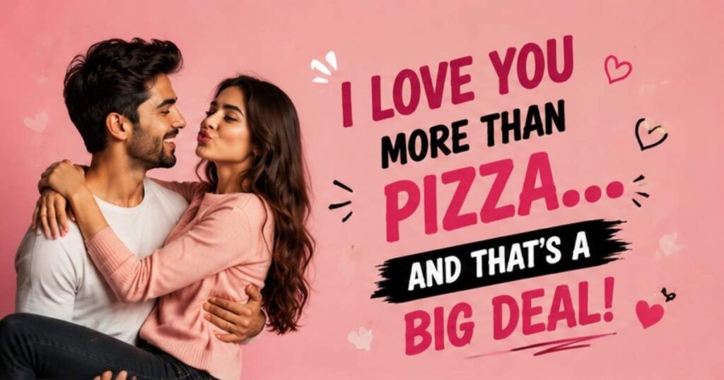 Cute couple enjoying funny romantic moments with a hilarious love quote perfect for Instagram captions
