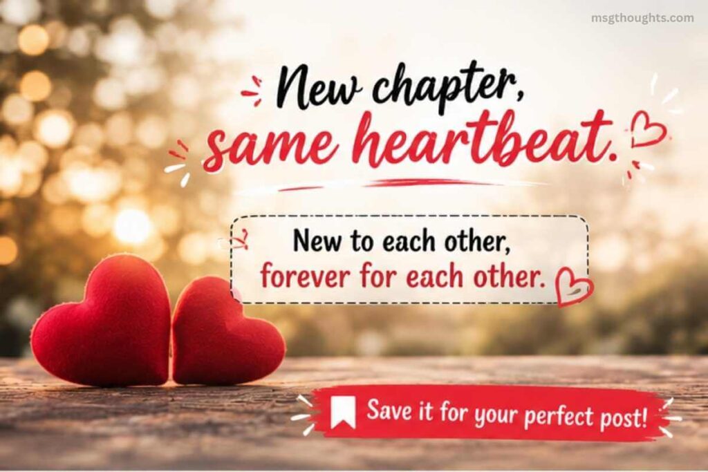 New couple Instagram caption image with romantic hearts and relationship CTA text