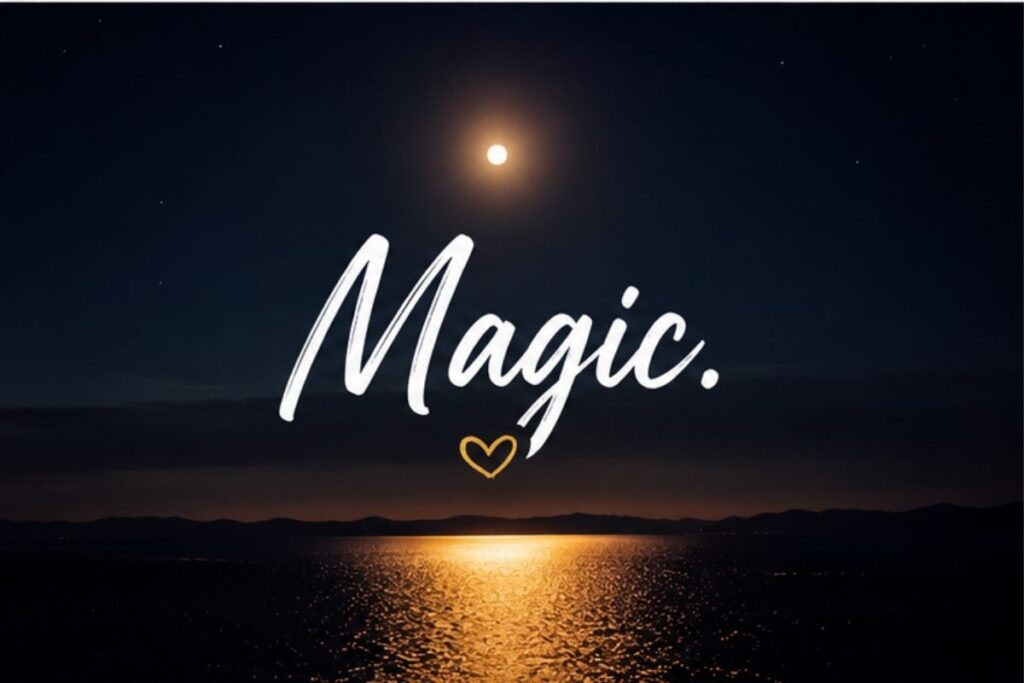 Magic one word night caption moonlight scene