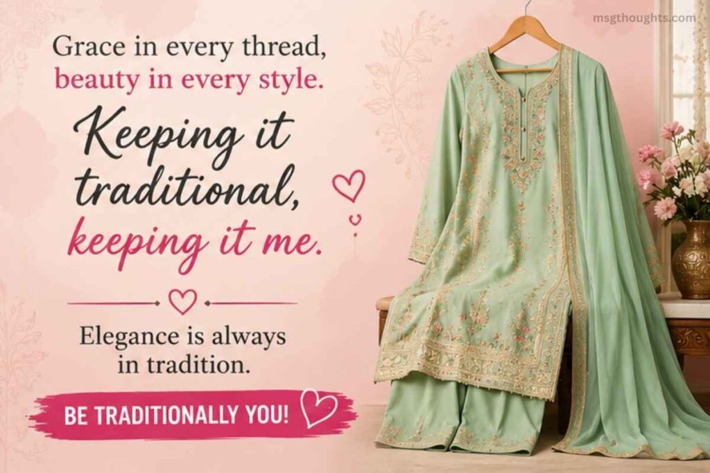 Shalwar kameez fashion quote image with graceful ethnic style and traditional elegance