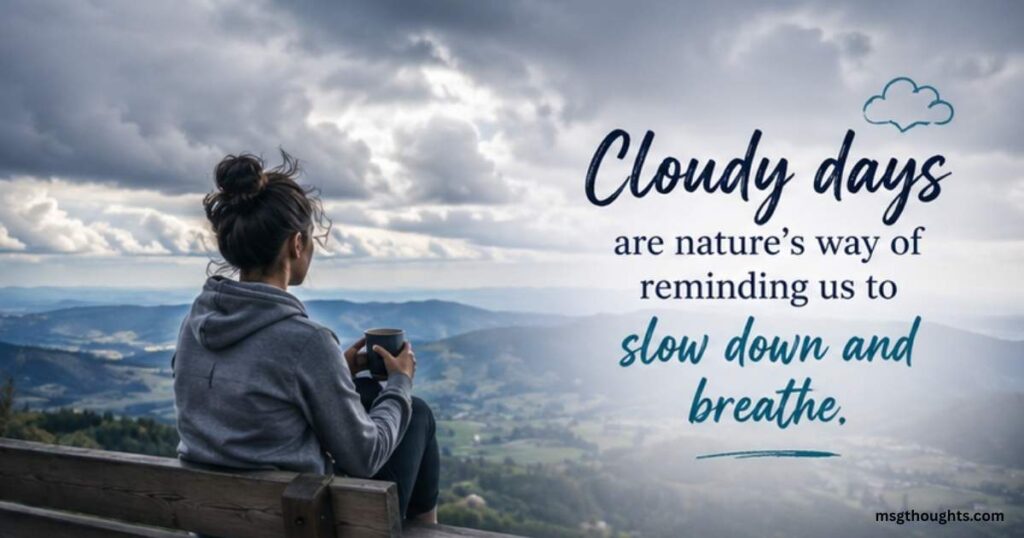 Cozy cloudy day caption aesthetic background