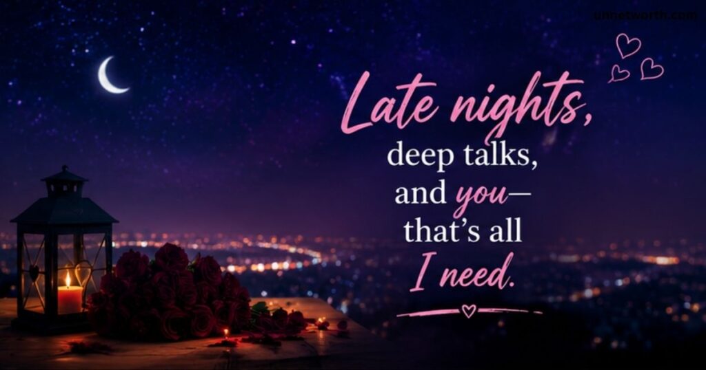 Romantic late night quote with moonlit vibes