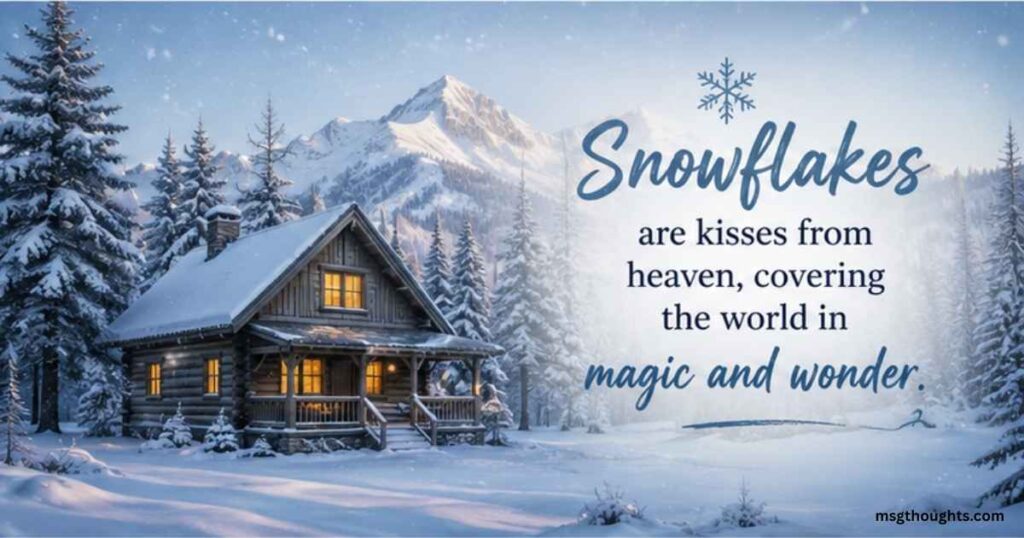 Snowy cabin winter caption for Instagram