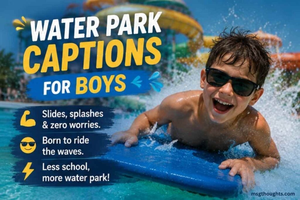 Water Park Captions for Boys